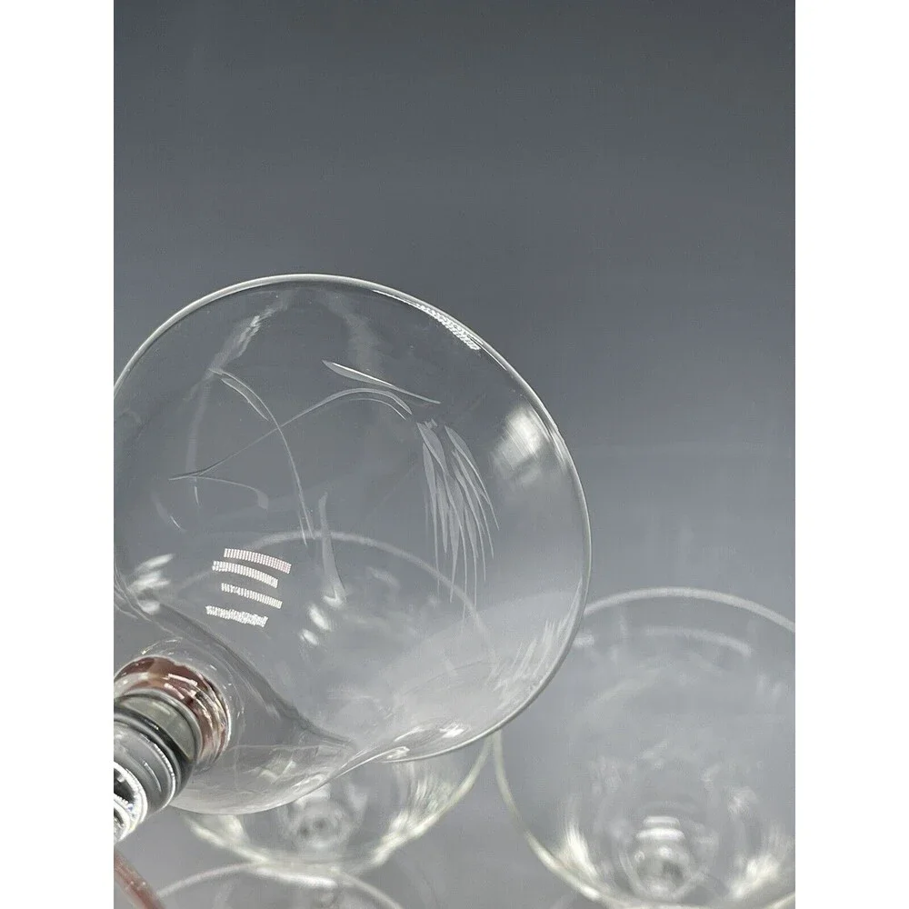 8 Vintage Clear Etched Glass Sherry Wine 2oz Glasses Shot‎
